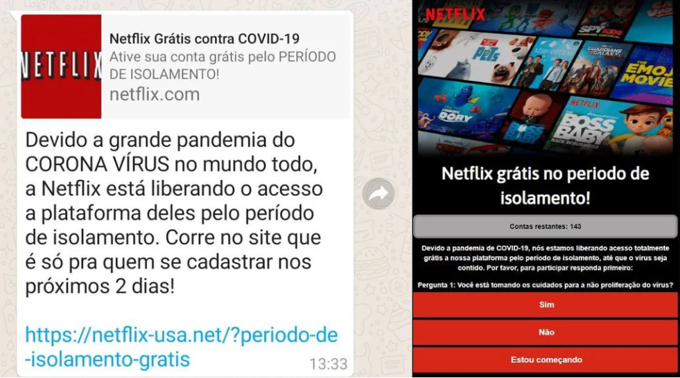 ataque de phishing - netflix